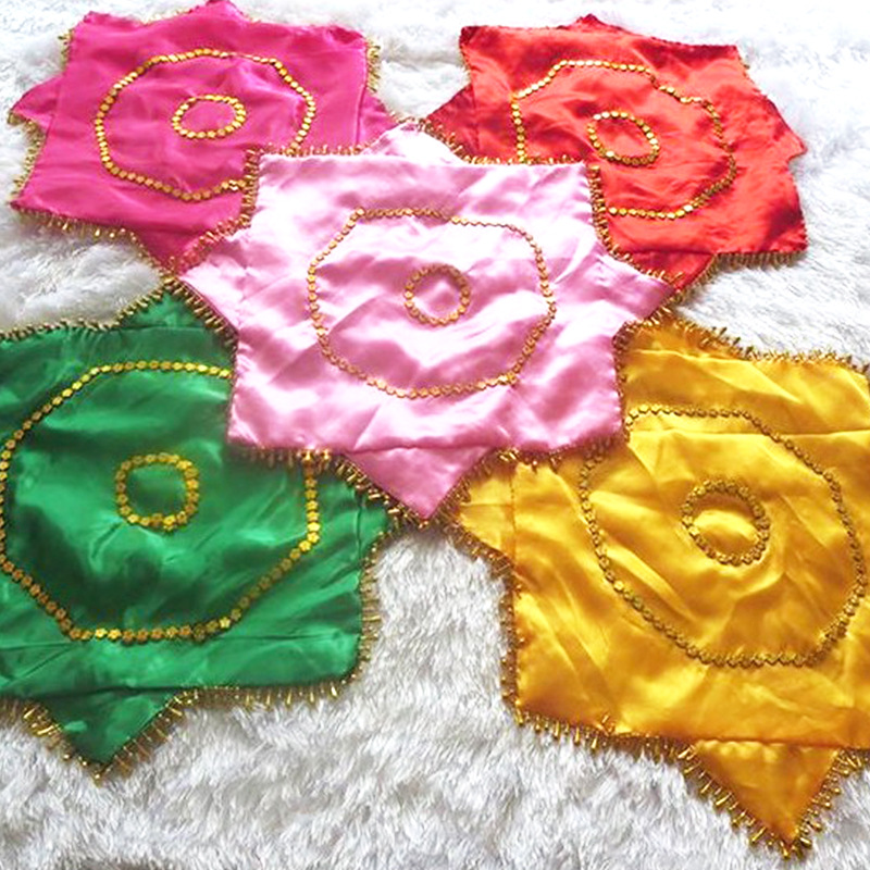 绸缎二人转秧歌舞蹈道具手绢手帕八角巾二人转手绢花转巾舞蹈手帕