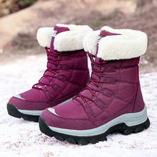东北冬季户外加绒加厚防雪防滑厚底中筒保暖雪地靴女士棉鞋35-42