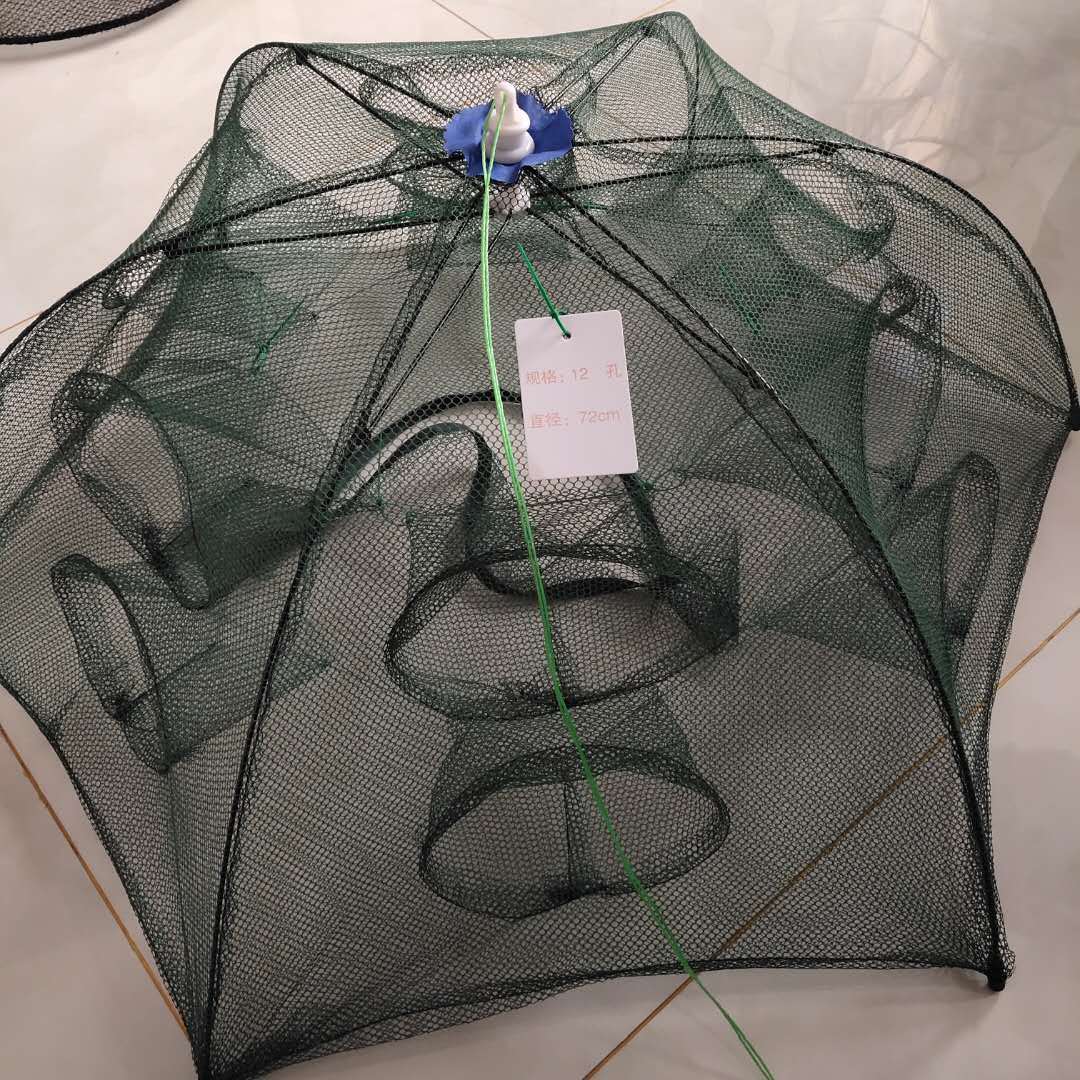 伞型渔笼 捕鱼网 自动虾笼伞型4孔6孔8孔12孔16孔圆柱形鱼笼