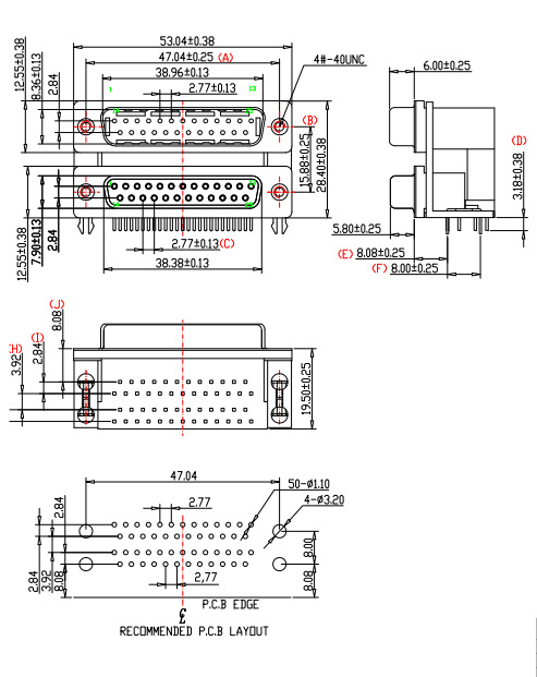 d-sub 双胞胎 连接器 dr25公对dr25母 90度弯脚 db25公对db25母