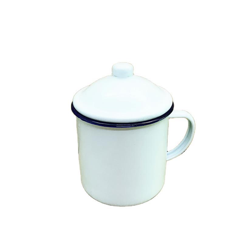 天堃厨具 搪瓷白杯 复古老式茶杯搪瓷白色口杯搪瓷水杯搪瓷杯