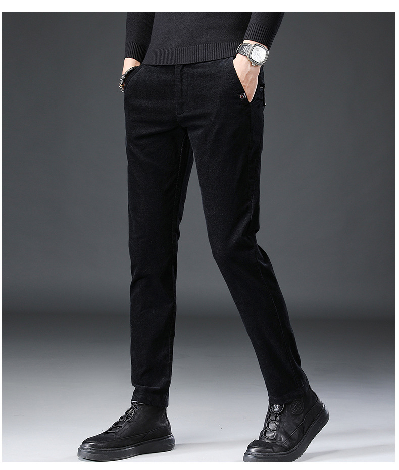 灯芯绒男裤秋季新款男装休闲裤男修身长裤韩版小脚裤条绒男士裤子