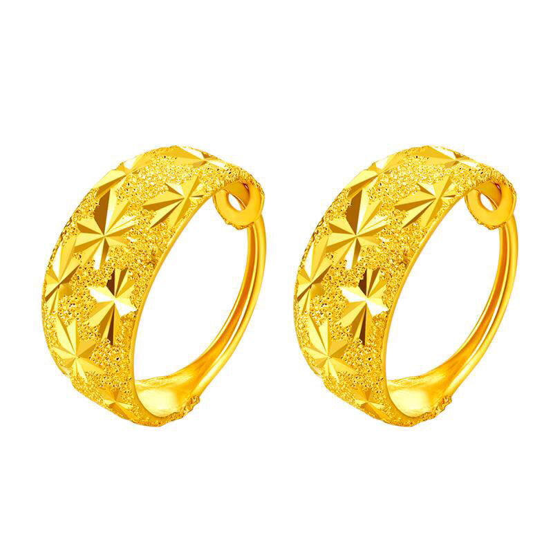 Thailand Earrings Gold-Plated Starry Earrings Vietnam Placer Gold European Gold Jewelry Sand Gold Women's Imitation Gold round Ear Clip