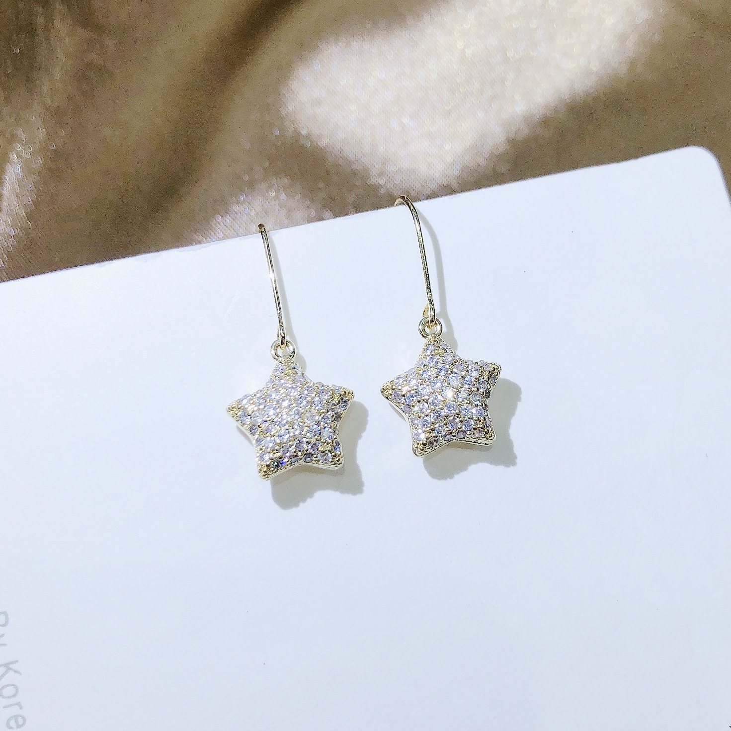 925 Silver Needle Pentagram Earrings Korean Graceful Online Influencer Same Style Earrings Exaggerated Rhinestone Studs Personalized Earrings Female