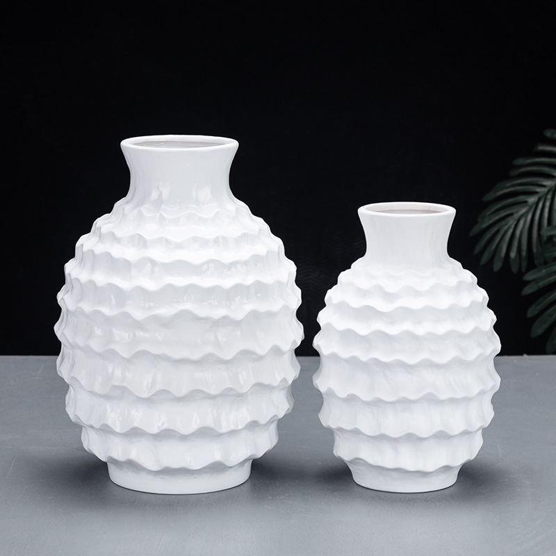 Creative Nordic Solid Color Irregular Wave Ceramic Vase Minimalist Soft Decoration Home Model Room Decoration