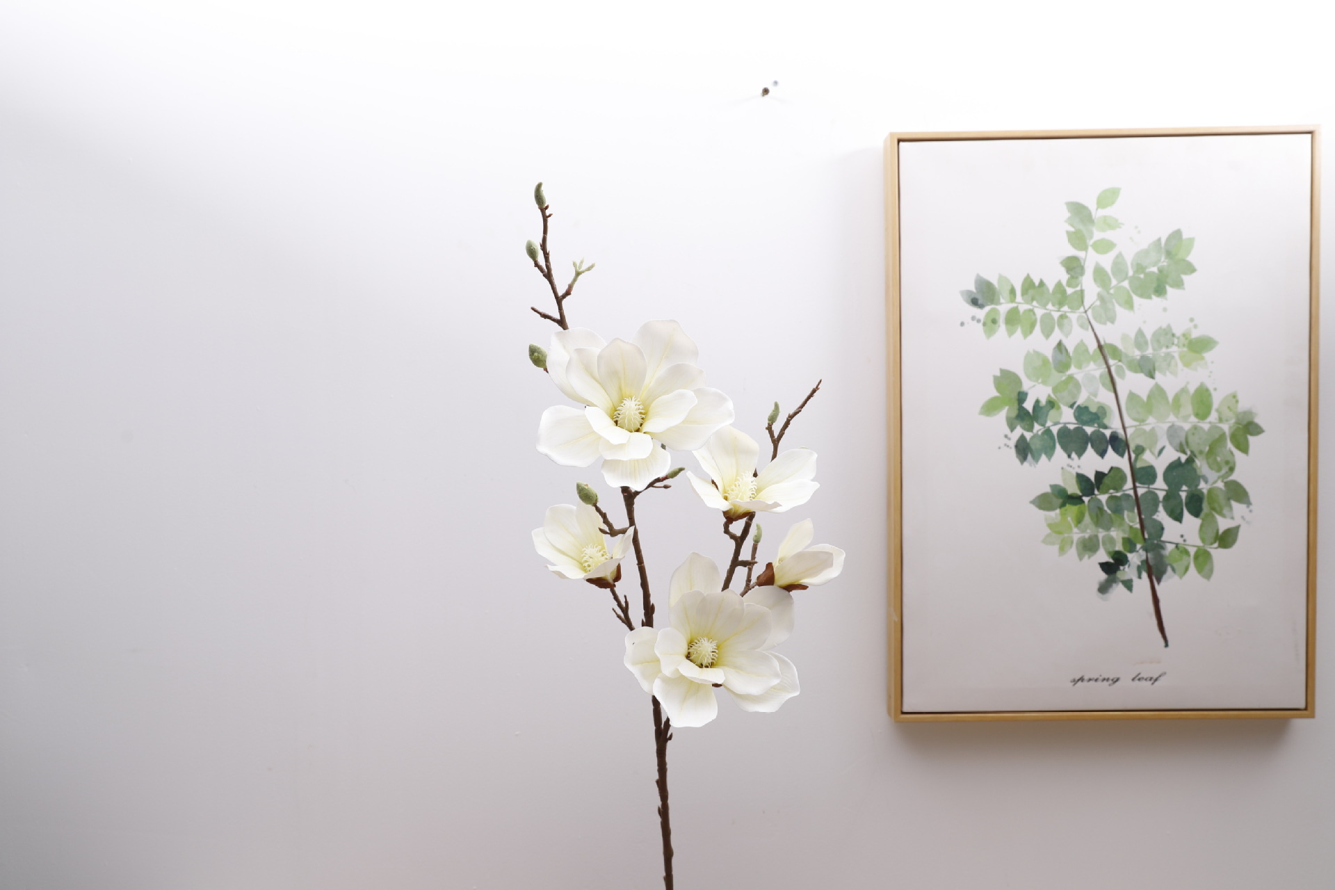 批发3d5头玉兰仿真花室内软装单支玉兰花摆件酒店客厅餐桌花装饰