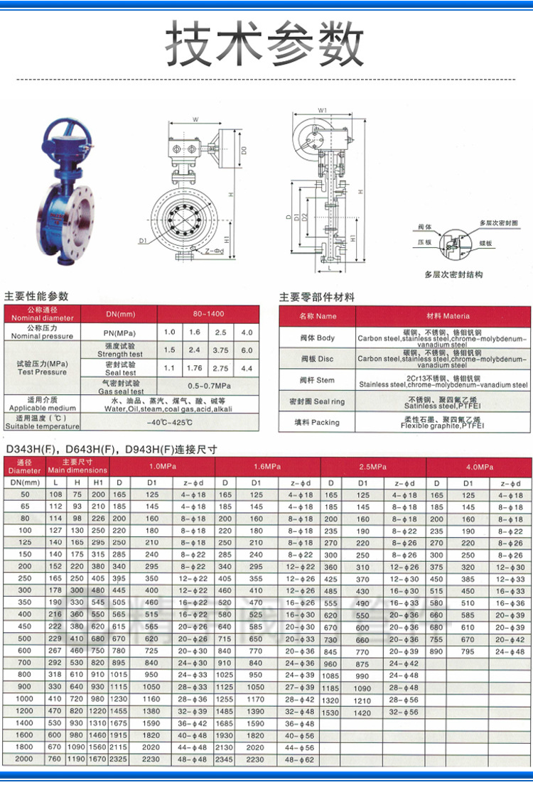 304不锈钢硬密封法兰式蝶阀d343w-16p 10p多层次三偏心涡轮传动阀