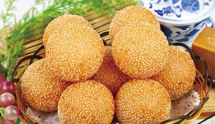 大芝麻球早餐面点豆沙馅麻球 油炸空心麻球半成品檽米球40个/包