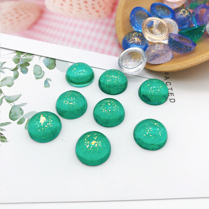 树脂圆形戒面平底星空幻彩耳饰配件发夹发簪镶嵌手工diy材料批发