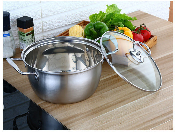 【厚】升级钢耳汤蒸锅汤锅不锈钢汤锅奶锅不粘锅蒸锅具16-26cm