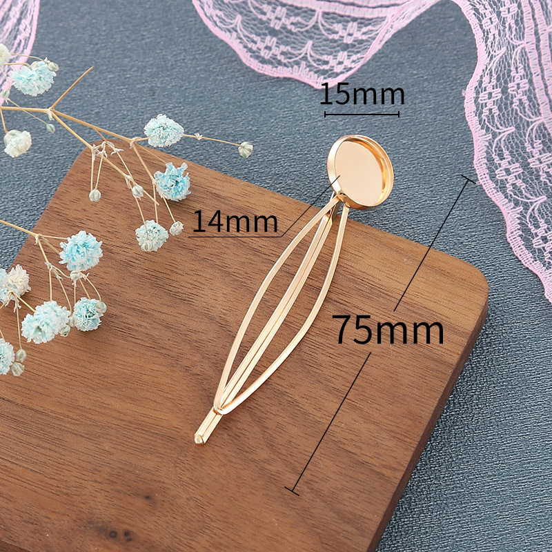 diy金色波浪一字夹 带托卷边花发夹饰品配件麻花夹波浪夹弯夹发饰