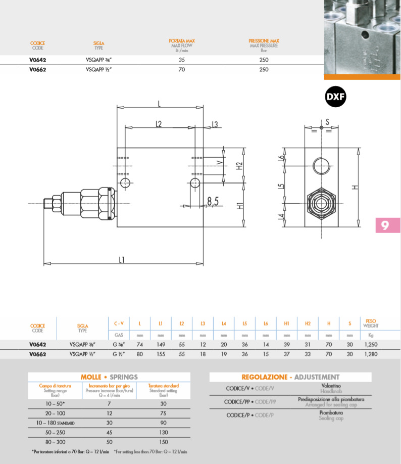 Italy Om Sequence Valve V0642 Model Vsqapp 3/8