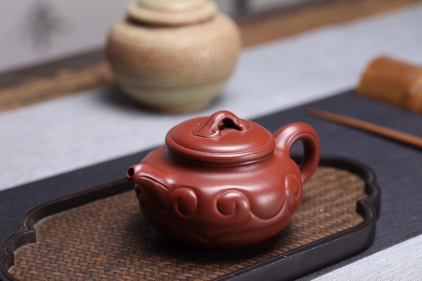 宜兴紫砂壶茶具名家正品纯手工精品原矿优质枣红泥仿古如意壶特价-阿