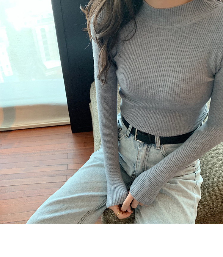 Foreign Trade Autumn Half-High Collar Long Sleeves Knitwear for Women 2020 New Inner Wear Bottoming Shirt Slim-Fit Half Turtleneck for Women