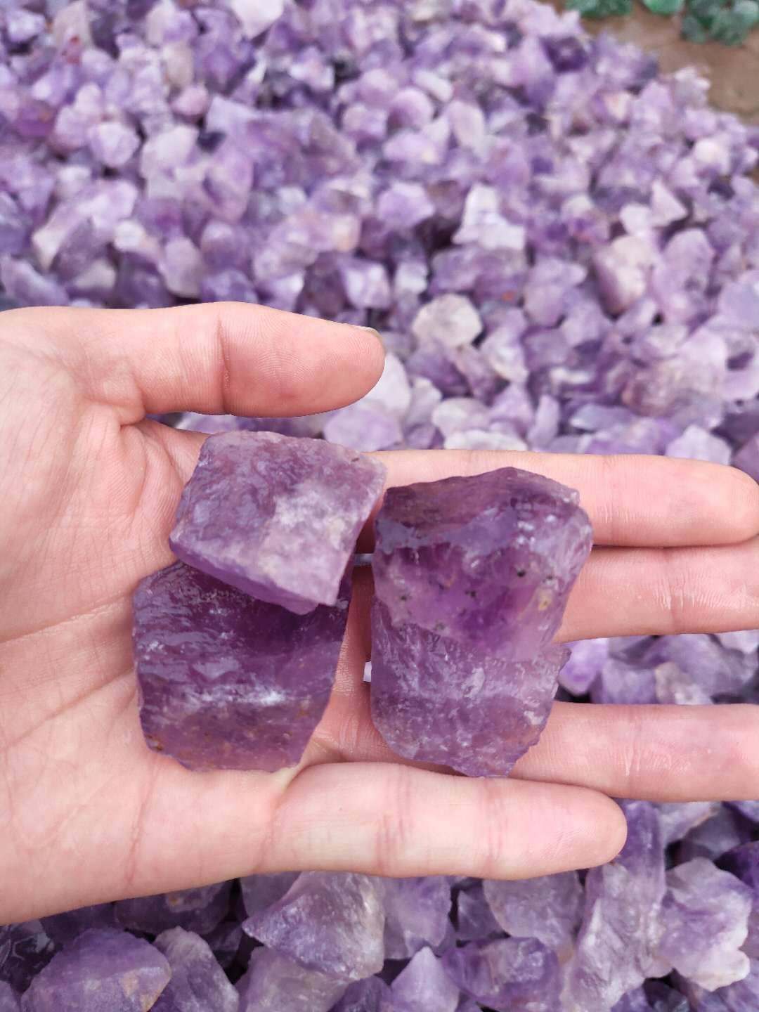 软水紫晶碎石原石毛料裸石边角料鱼缸花盆造景石香薰疗愈能