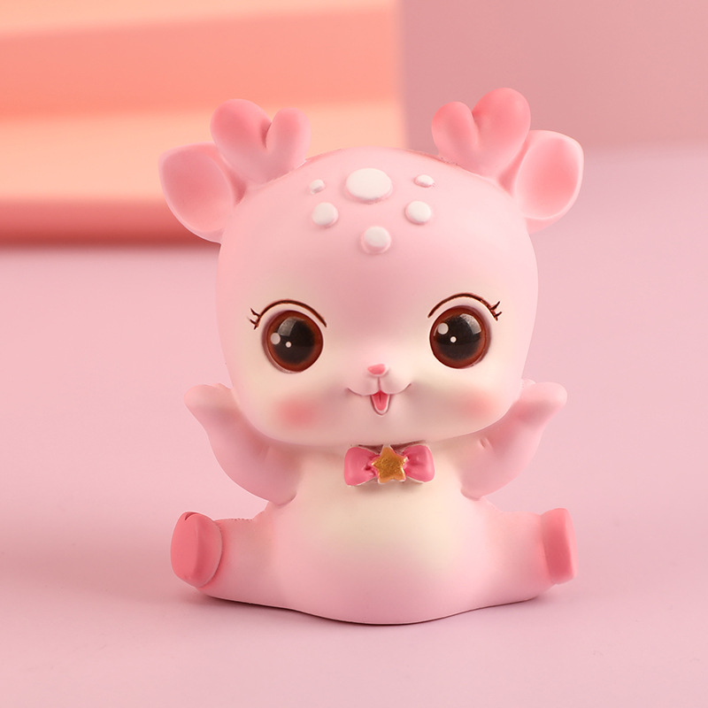 初心小萌鹿可爱树脂鹿摆件少女心创意家居摆件学生礼品汽车摆件鹿