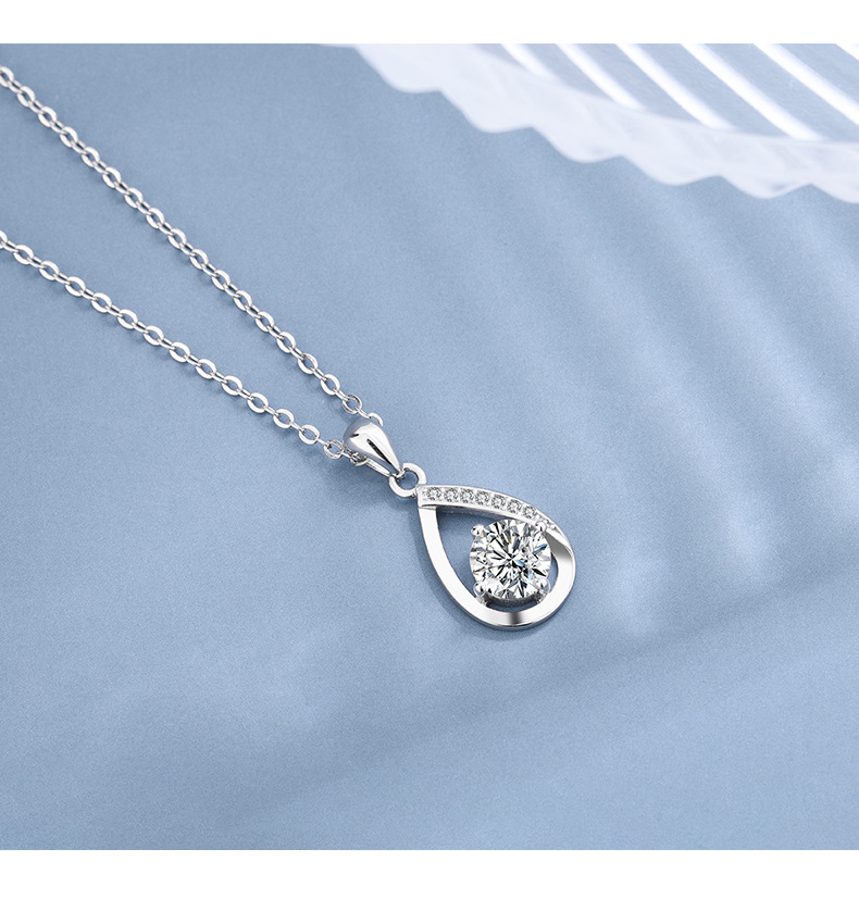 庭祥s925纯银项链女水滴女神之泪吊坠简约锁骨链送女友生日礼物