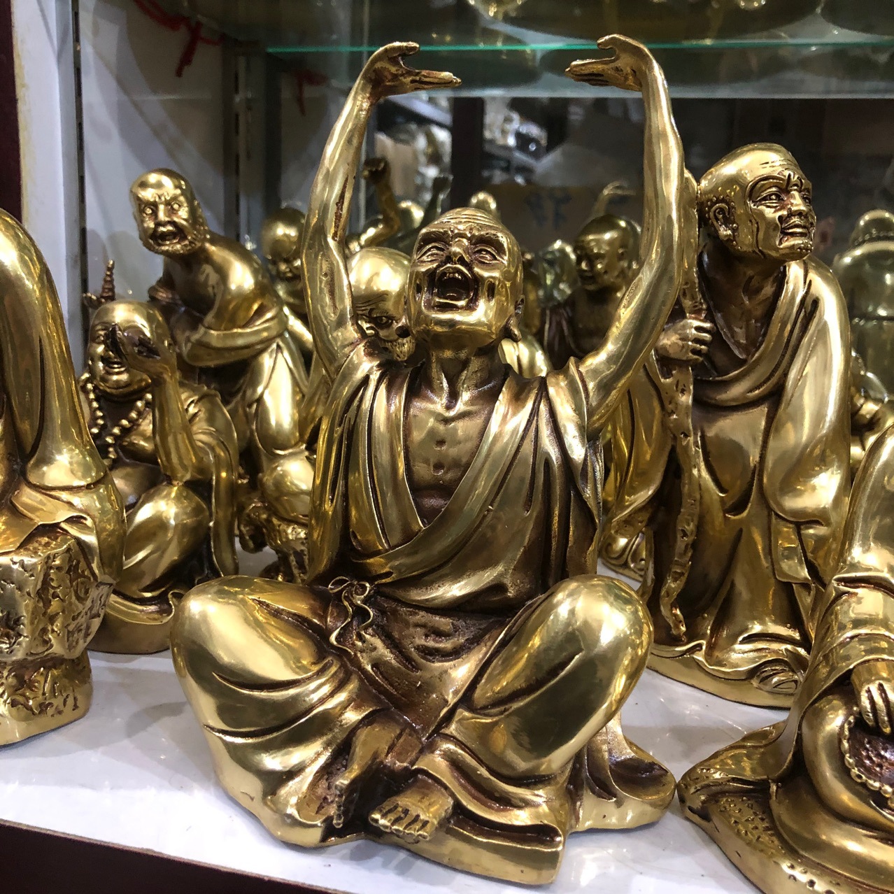 步步莲花纯铜18罗汉摆件十八罗汉佛像摆设