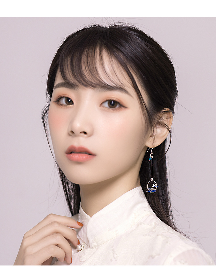 925银针古风耳钉女云深不知处耳环长款流苏耳线陈情令蓝忘机耳饰