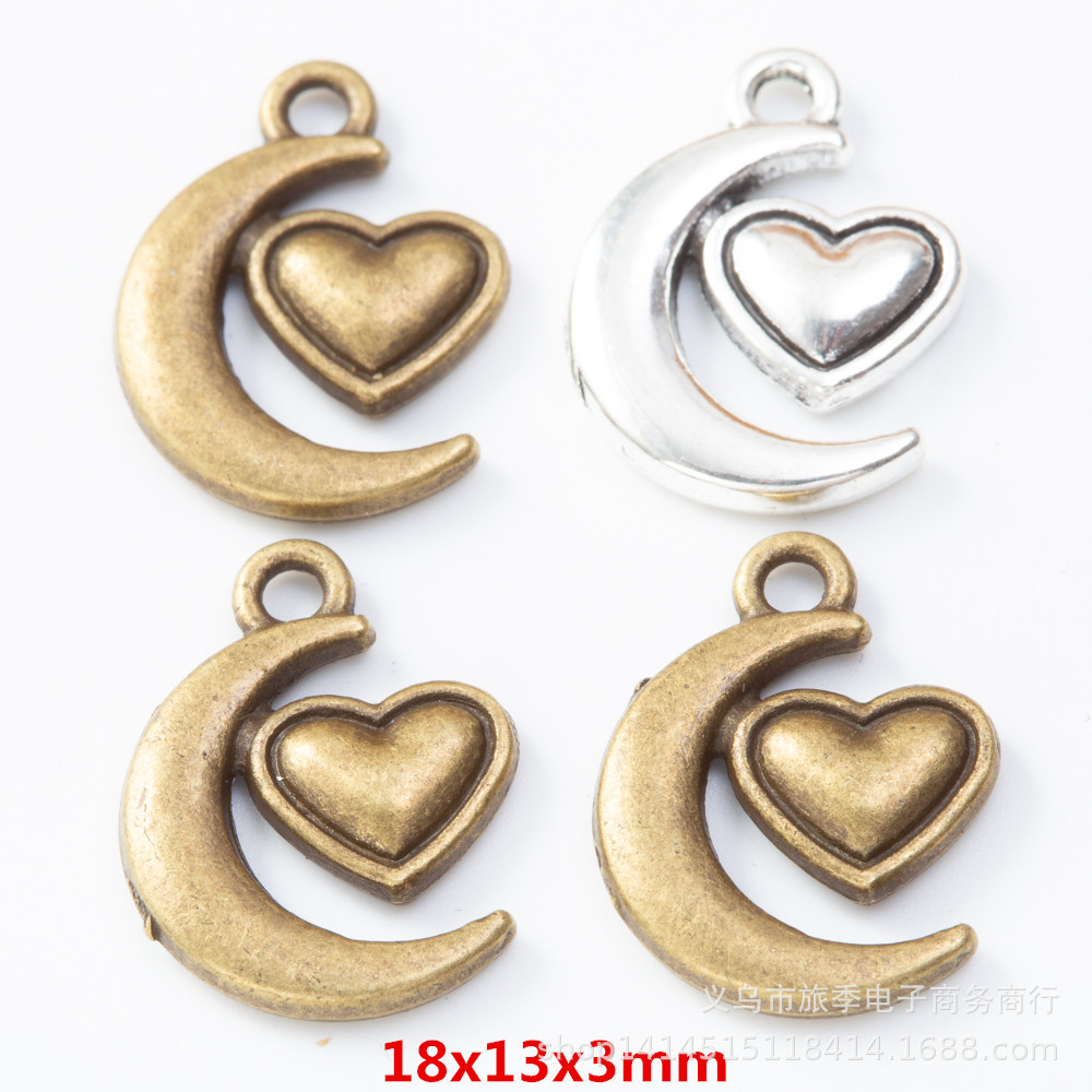 diy复古锌合金饰品配件 爱心 月亮挂件 批发厂家直销8080