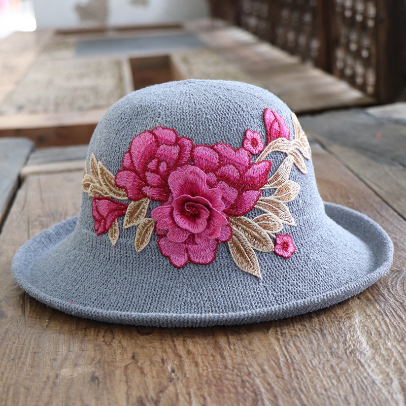 民族特色绣花帽凉帽遮阳帽民族风女式复古潮流百搭时尚帽子刺绣潮