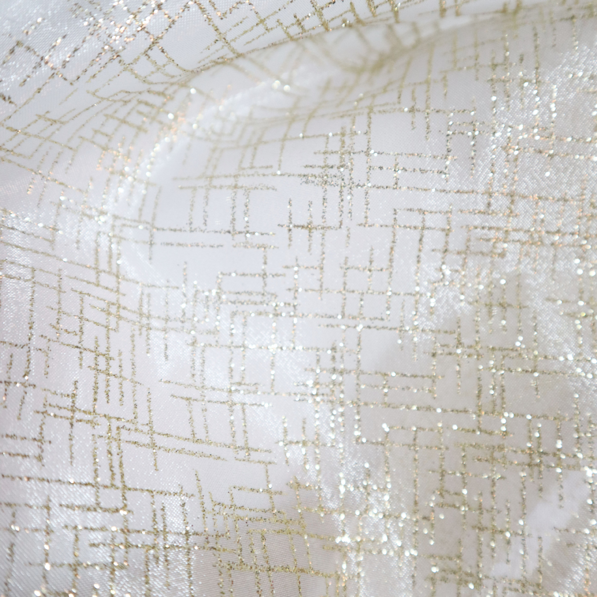 洒金欧根纱白色纱底线段拼接图案圣诞万圣节装饰台布