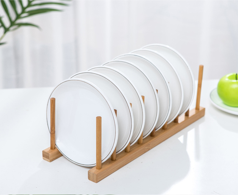 实木碟架 收纳碗碟架 沥水架木质厨房置物架创意木制盘子架可定制