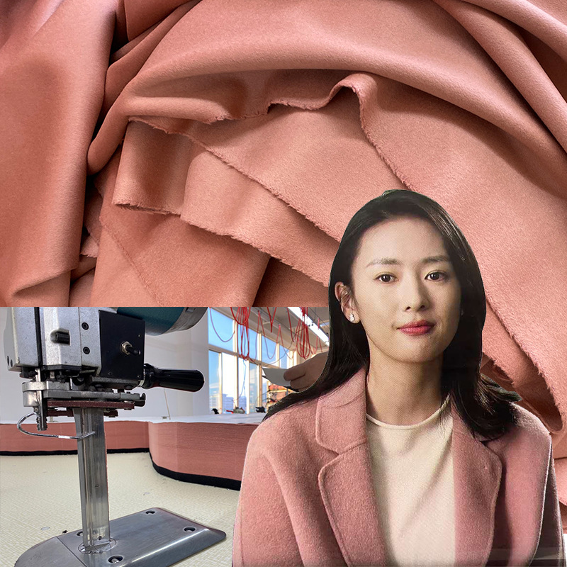 现货三十而已顾佳/王漫妮电视剧 女式双面呢系带粉色羊毛大衣毛呢