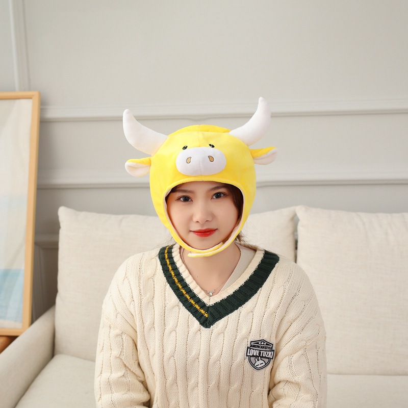 批发 彩色牛头套帽子毛绒头套拍照道具写真道具 卡通头套摄影道具