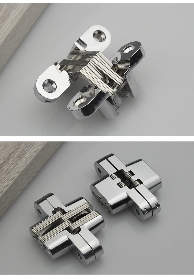 锌合金暗藏十字铰链 隐藏式屏风折叠门合页隐形门十字铰链餐台铰