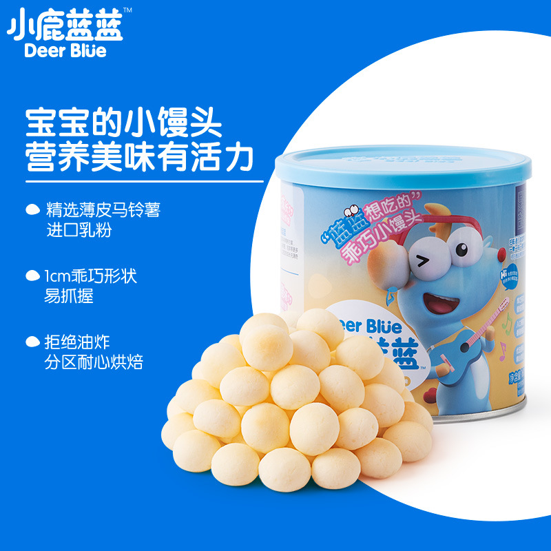 【小鹿蓝蓝_牛奶小馒头160g/罐】宝宝零食奶豆磨牙饼干送婴儿谱