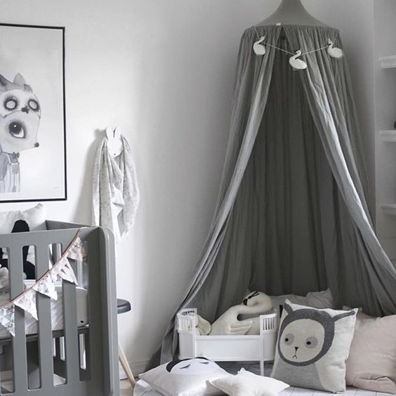 INS Nordic Style Pointed Children's Room Dome Mosquito Nets Shading Baby Room Bed Curtain Pure Cotton Bed Curtain Children's Tent Tide