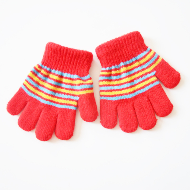 Autumn Winter Thermal Velvet Knitted Creative Full Finger Magic Gloves for Children Aged 1-5 Manufacturers Wholesale Printable Logo