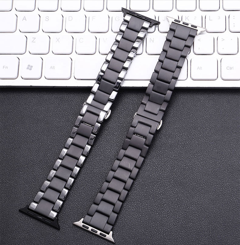 手表智能陶瓷手表带 磨砂喷砂iwatch三株陶瓷表带适配三星华为gt2