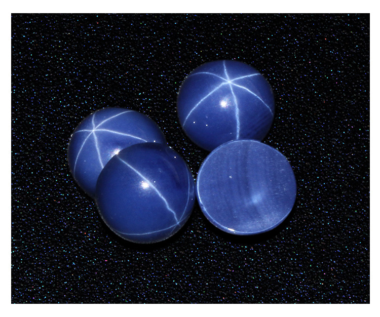 平底圆形素面合成蓝星光宝石sapphire 纯正米线星光石18k金戒面石