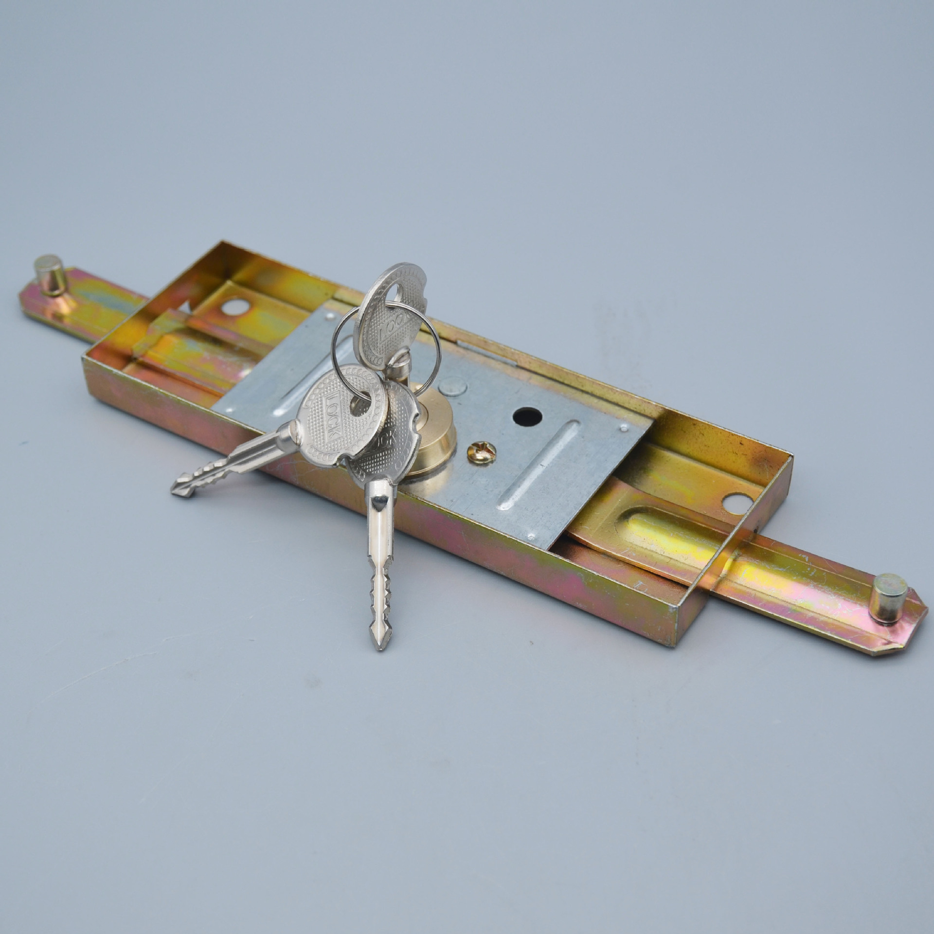 防盗中开卷门锁薄型十字一字月牙叶片拉闸锁厂房车库商铺卷闸门锁