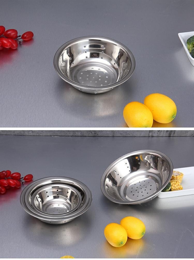 加厚不锈钢巢斗冲孔马斗马兜雀巢滤水漏斗漏碗漏碟带孔碗配菜盘碟