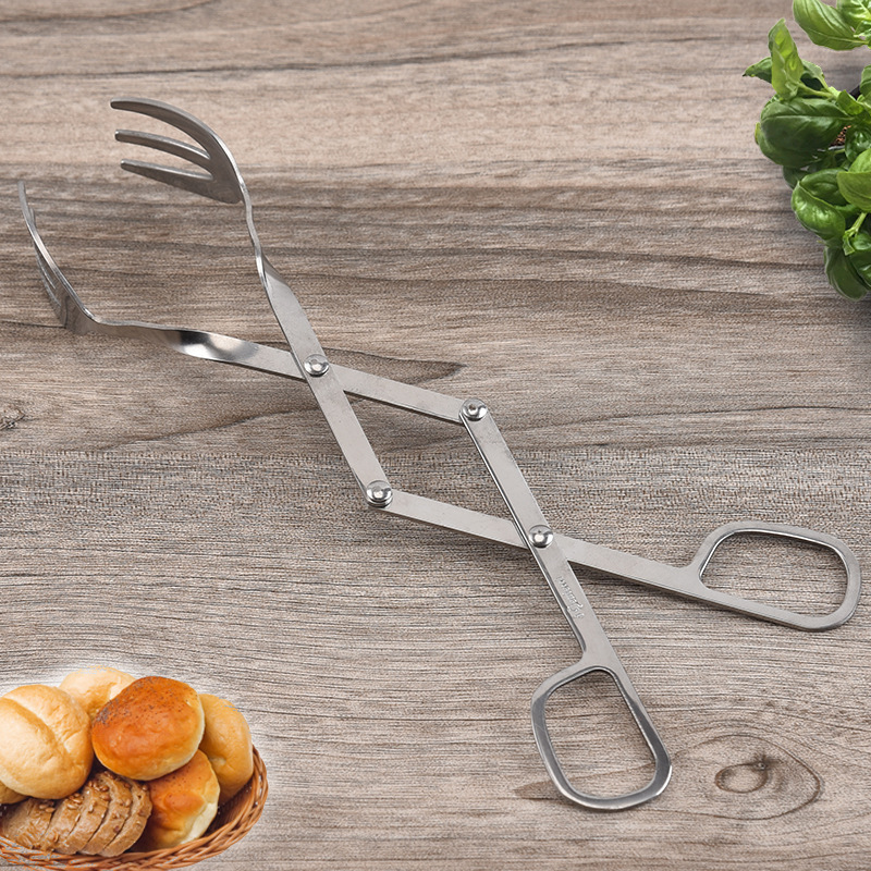 不锈钢伸缩面包夹 bbq自助防烫烧烤夹 厨房食物夹多用夹厨房工具