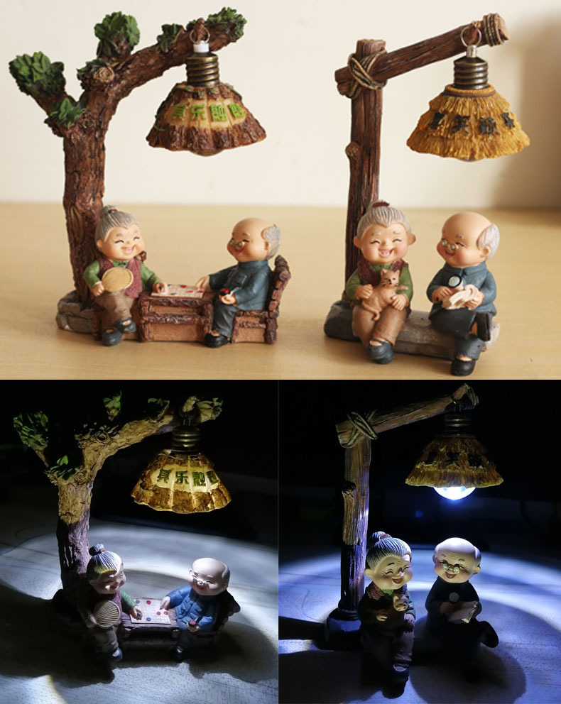 相守相伴老来伴老头老奶奶创意家居摆件婚房装饰树脂工艺品zakka