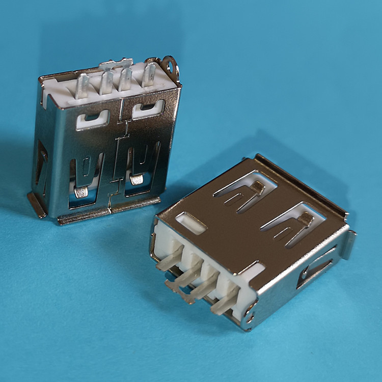工厂生产短接usb a母焊线式充电款2.0 af 180度2 3pin短路成型式