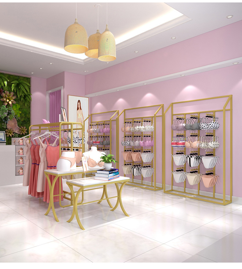 内衣店展示架商场货架落地式文胸架陈列内裤中岛架子靠墙睡衣挂架