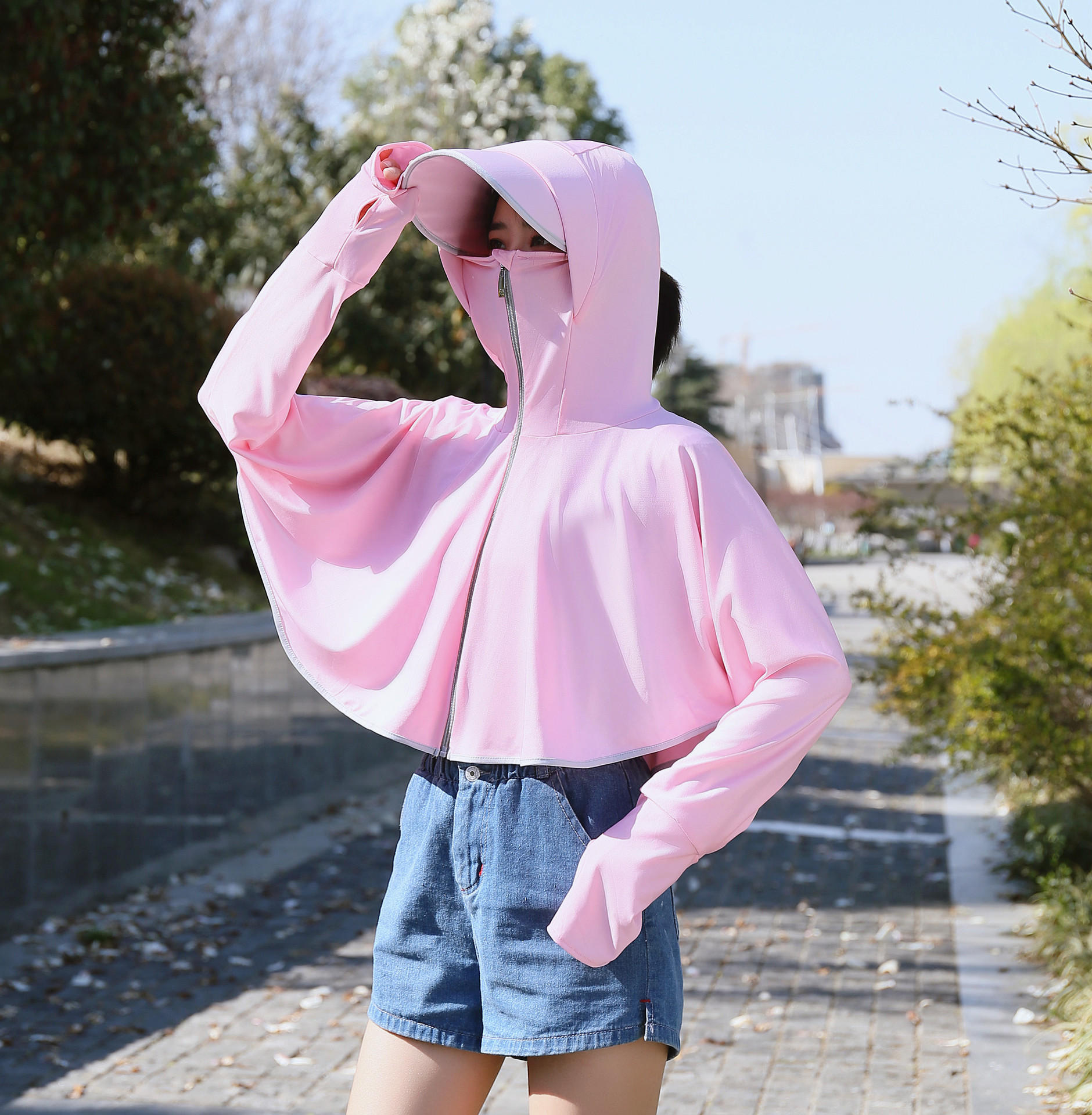 防晒衣女2020夏季新款冰丝两件套防晒服防紫外线透气防晒连帽外套