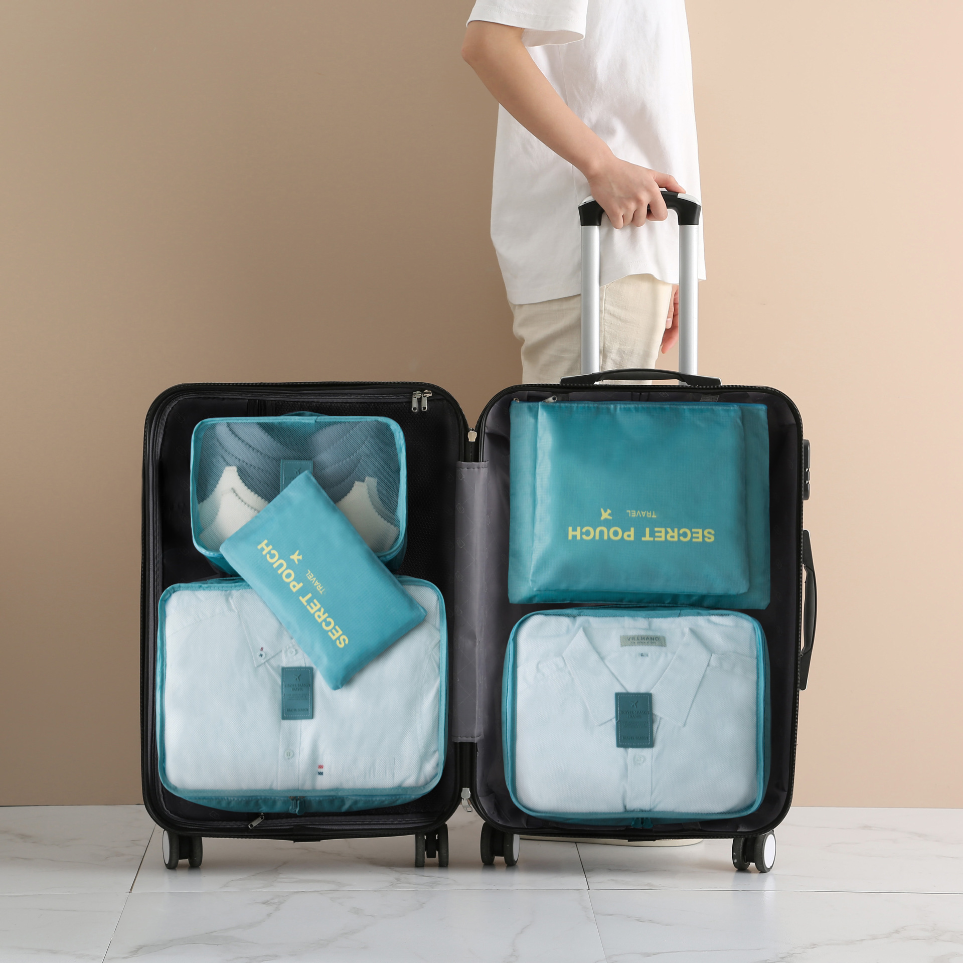 旅行收纳袋行李箱六件套分装袋便携旅游装衣服袋子内衣内裤整理包