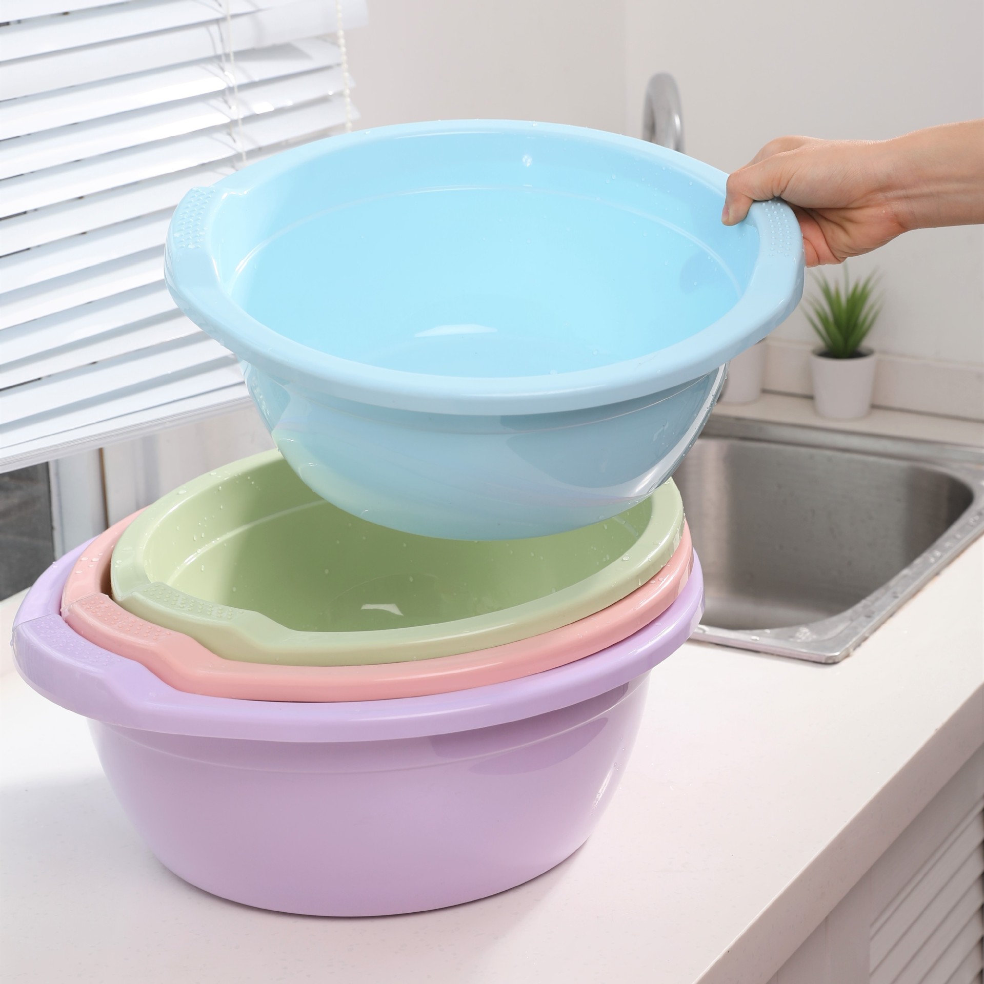 加厚家用成人脸盆塑料大号双耳盆洗衣盆婴儿洗脸盆学生宿舍洗脚盆