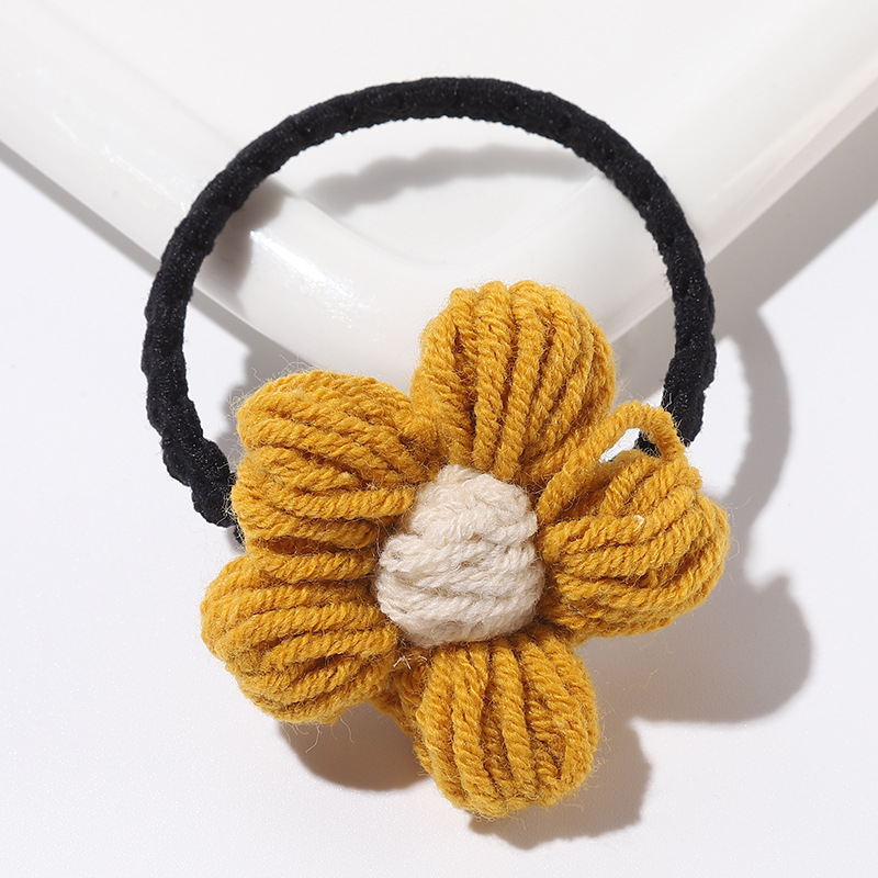 泫雅风头绳毛线花朵编织发圈小清新ins头绳扎马尾丸子头皮筋发饰