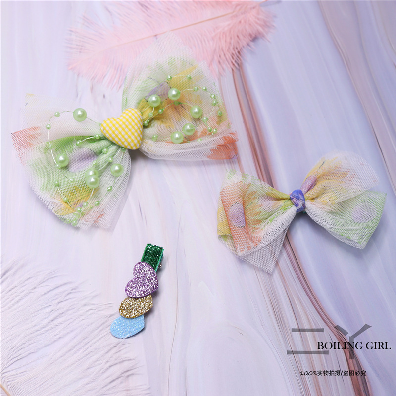 ins韩版向日葵花软纱网纱蝴蝶结手工制作diy儿童发夹材料发饰配件