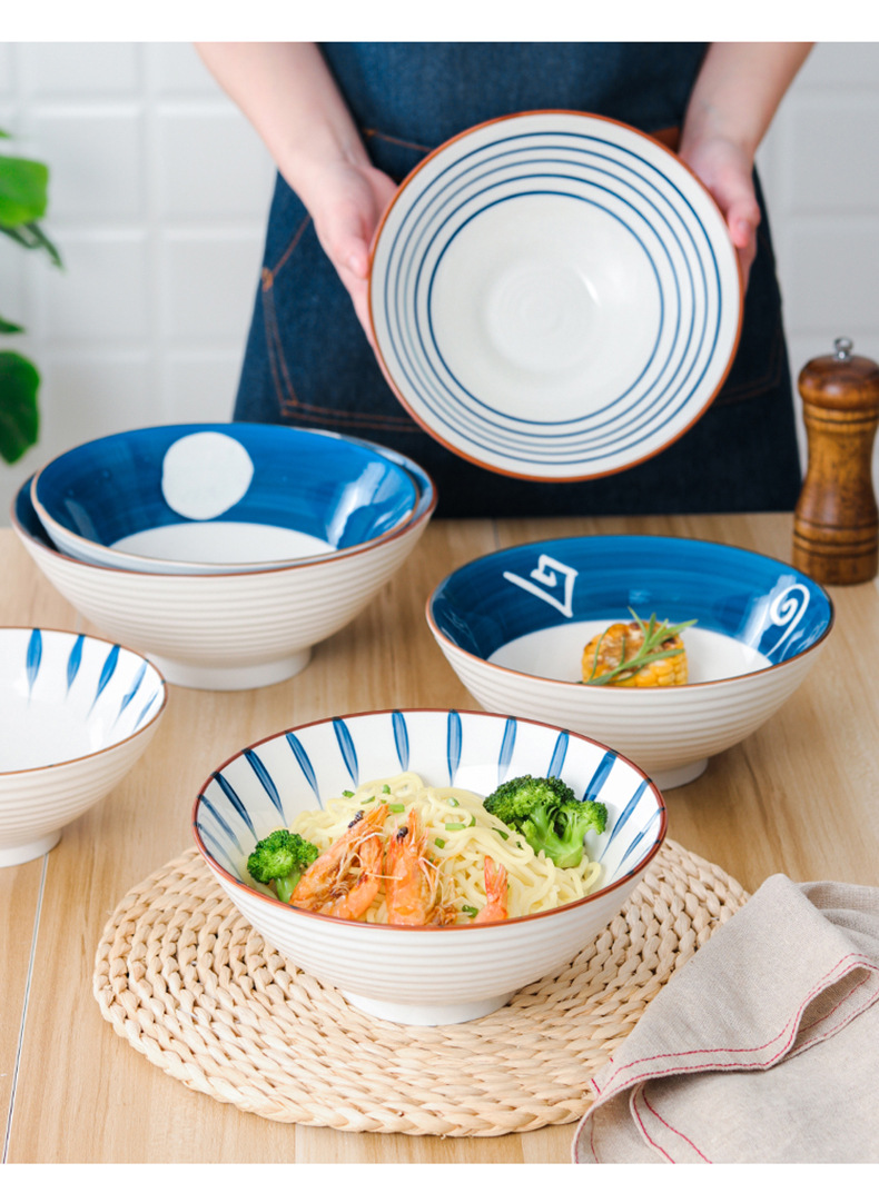 日式拉面碗大号汤碗单个陶瓷大面碗斗笠喇叭碗创意网红个性家用