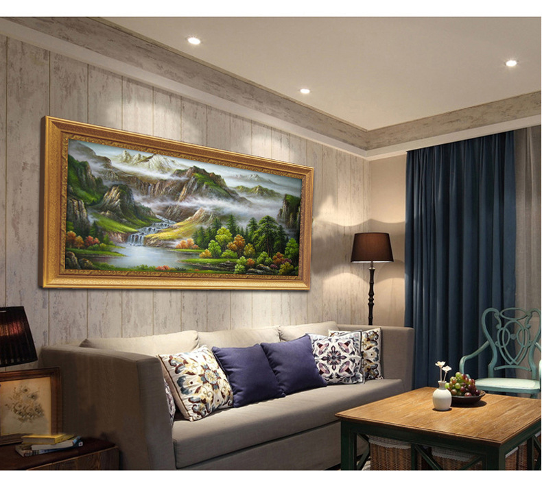 迎客松油画 客厅办公室挂画山水风景装饰画酒店壁画风水画聚宝盆