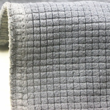 锻彩方格摇粒绒纬编面料涤氨纶仿段彩并黑丝提花方格单面摇粒绒布