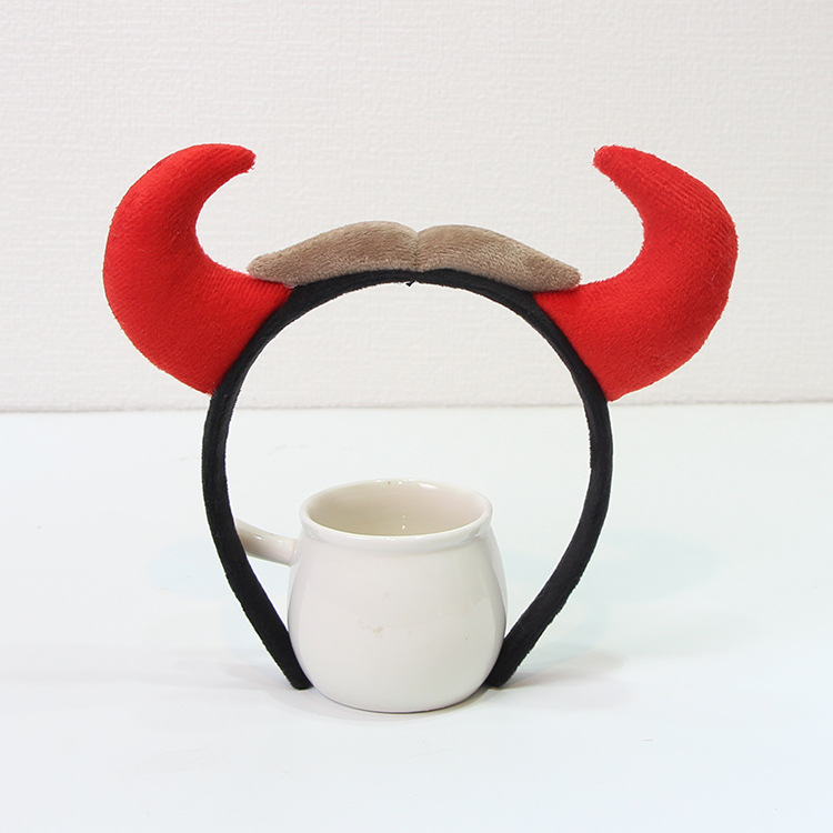 恶魔牛角发箍万圣节头饰牛年节日表演装扮卡通头箍发卡可爱发饰品